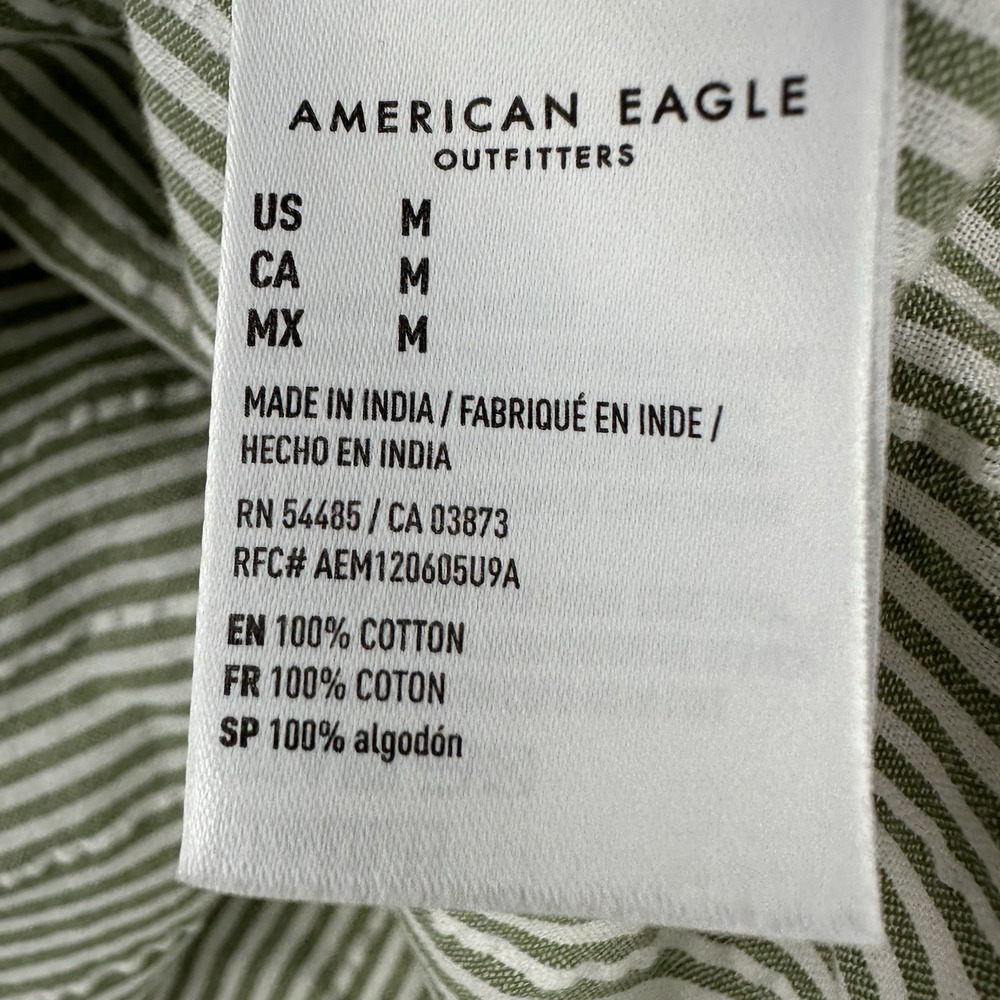 American Eagle Top Womens Medium Green Seersucker Halter Sleeveless Top Smocked - Picture 4 of 10